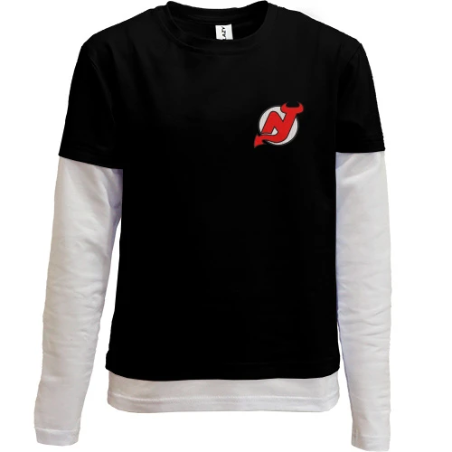 Комбинированный детский лонгслив, черный, New Jersey Devils