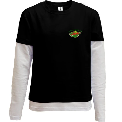 Комбинированный детский лонгслив, черный, с вышитой эмблемой Minnesota Wild