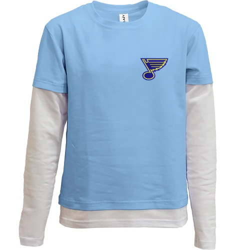 Комбинированный детский лонгслив, синий, Saint Louis Blues — вышитая эмблема