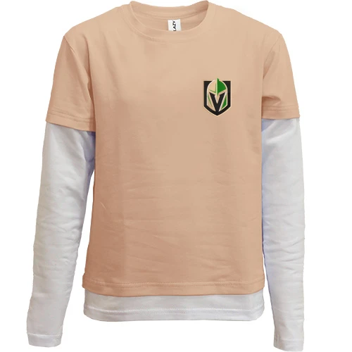 Комбинированный детский лонгслив, желтый, с вышитой эмблемой Vegas Golden Knights