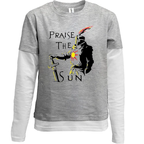 Комбинированный детский лонгслив, серый, Praise The Sun
