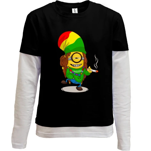 Комбинированный детский лонгслив с миньоном хиппи