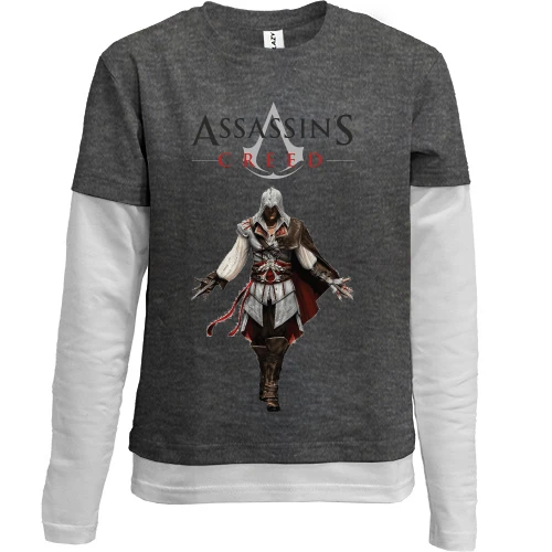 Комбинированный детский лонгслив, серый, Assassin's Creed (3)