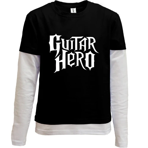 Комбинированный детский лонгслив, черный, Guitar Hero