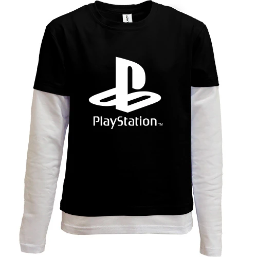Комбинированный детский лонгслив, черный, PlayStation