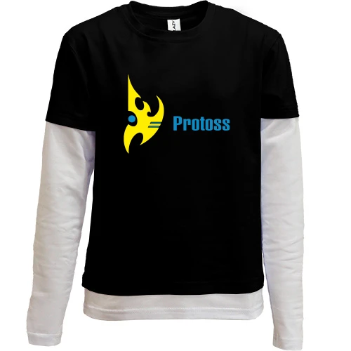 Комбинированный детский лонгслив, черный, Starcraft Protoss