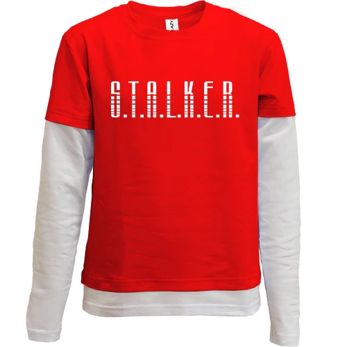 Комбинированный детский лонгслив, красный, с логотипом S.T.A.L.K.E.R.