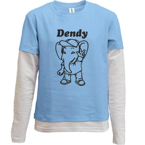 Комбинированный детский лонгслив, синий, Dendy