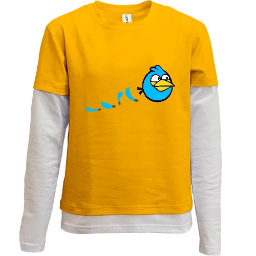 Комбинированный детский лонгслив, желтый, Blue bird
