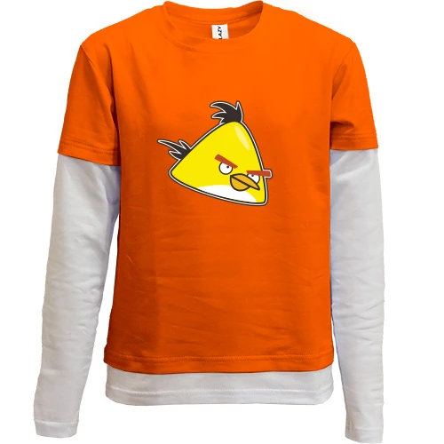 Комбинированный детский лонгслив, красный, Yellow bird 2