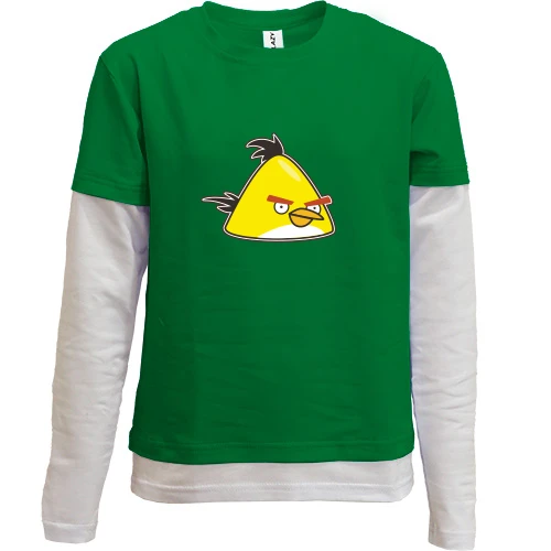 Комбинированный детский лонгслив, черный, Yellow bird