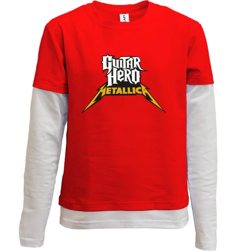 Комбінований дитячий лонгслів, червоний, Guitar Hero Metallica