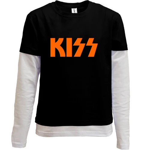 Комбинированный детский лонгслив, черный, KISS