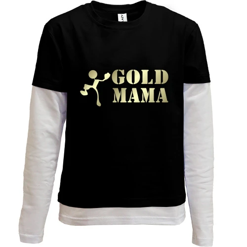 Комбинированный детский лонгслив, черный, Gold мама