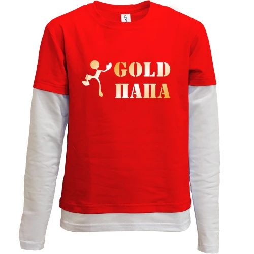 Комбинированный детский лонгслив, красный, Gold папа