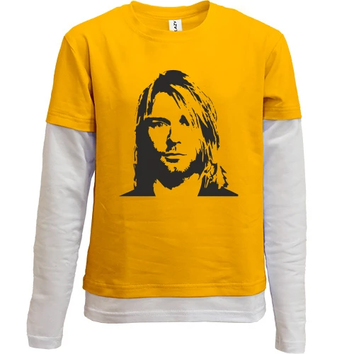 Комбинированный детский лонгслив, желтый, Nirvana (Kurt Cobain) 2