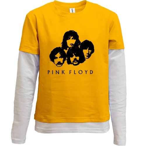 Комбинированный детский лонгслив, желтый, Pink Floyd (лица)