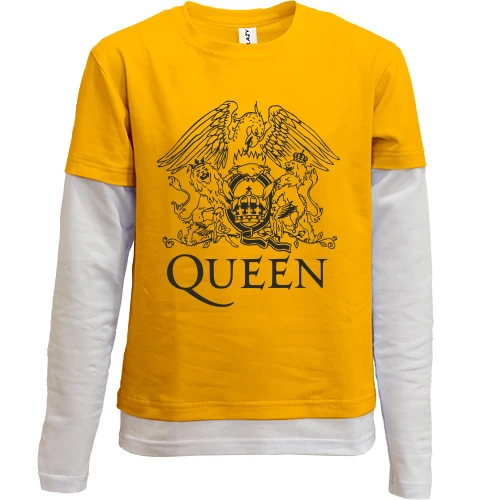 Комбинированный детский лонгслив, желтый, Queen