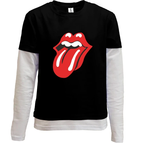 Комбинированный детский лонгслив, черный, Rolling Stones