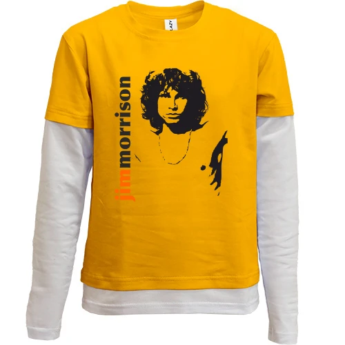 Комбинированный детский лонгслив, желтый, The Doors (Jim Morrison)