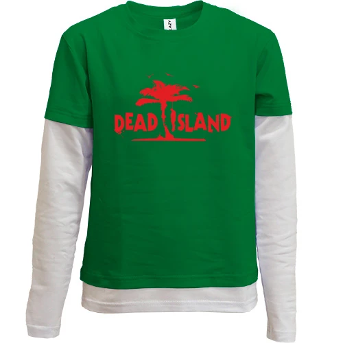 Комбинированный детский лонгслив, зеленый, Dead island
