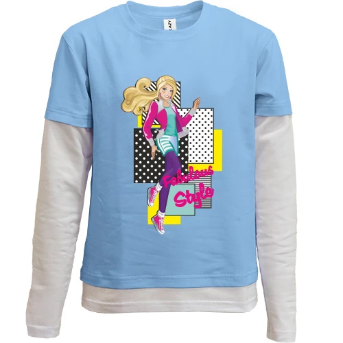 Комбинированный детский лонгслив, Синий, fabulous style