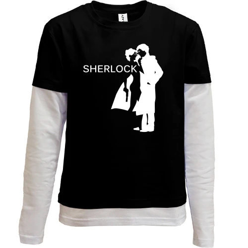 Комбинированный детский лонгслив, черный, Sherlock