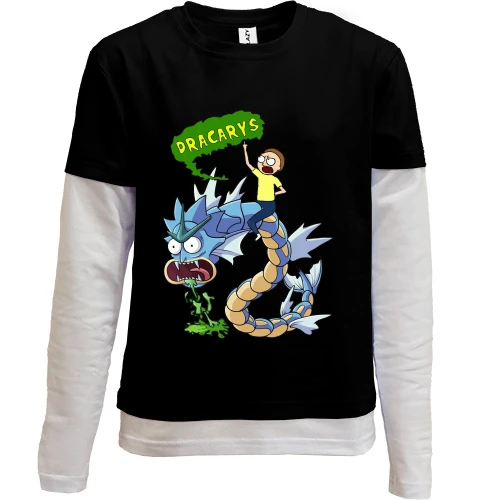 Комбинированный детский лонгслив Рик и Морти - Dracarys