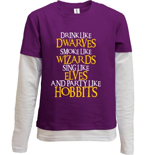 Комбинированный детский лонгслив, фиолетовый, Party like Hobbits