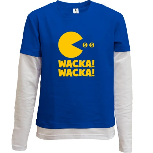 Комбинированный детский лонгслив, синий, Packman Wacka wacka