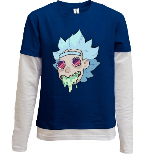 Комбинированный детский лонгслив, Синий, Rick