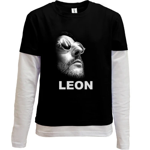 Комбинированный детский лонгслив, Черный, Leon