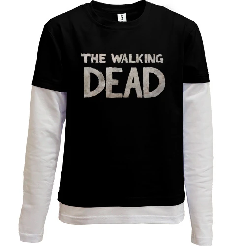 Комбинированный детский лонгслив, черный, с надписью The Walking Dead