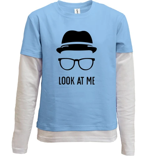 Комбинированный детский лонгслив, желтый, с шляпой и очками Look at me