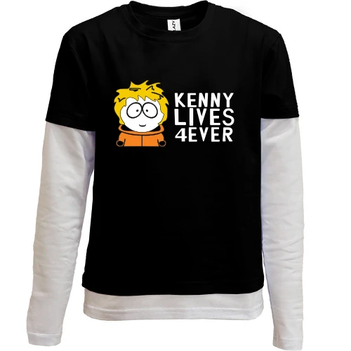 Комбинированный детский лонгслив, черный, Kenny lives forever