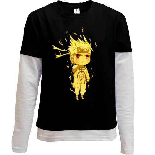 Комбинированный детский лонгслив, Черный, Naruto Kyuubi Mode Chibi