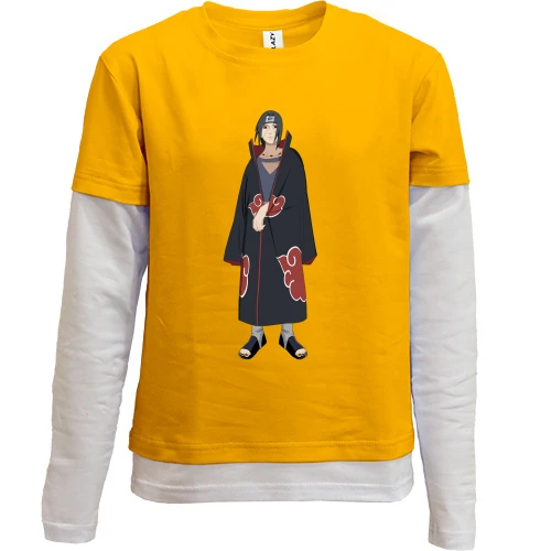 Комбинированный детский лонгслив, желтый, Uchiha Itachi