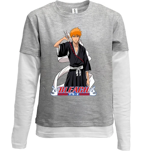 Комбинированный детский лонгслив, серый, Bleach - Ичиго Куросаки