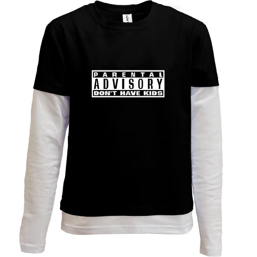 Комбинированный детский лонгслив, черный, Parental Advisory