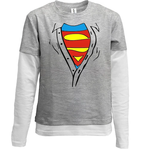 Комбінований дитячий лонгслів з розстебнутою сорочкою Superman