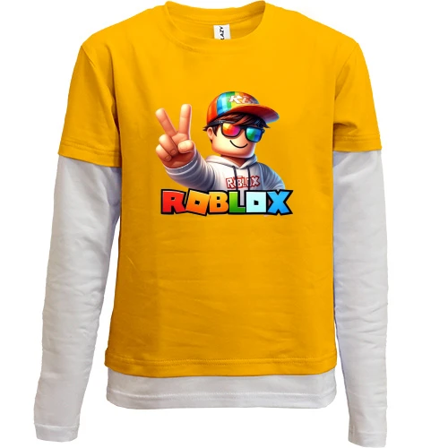 Комбинированный детский лонгслив, желтый, RobloxMan