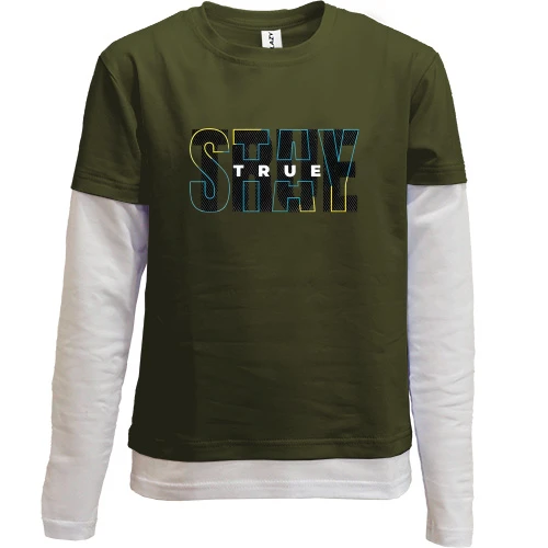 Комбинированный детский лонгслив, хаки, Stay True (2)