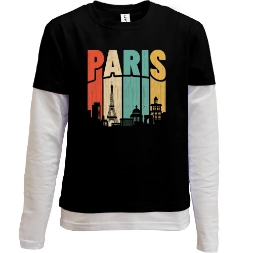 Комбинированный детский лонгслив, черный, Paris Retro