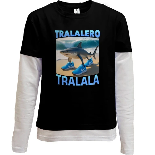 Комбинированный детский лонгслив, черный, Tralaleo Tralala