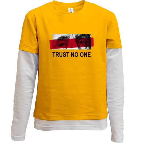 Комбинированный детский лонгслив, желтый, Trust no one