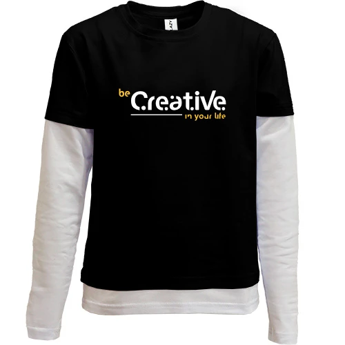Комбинированный детский лонгслив, черный, Be Creative in your life