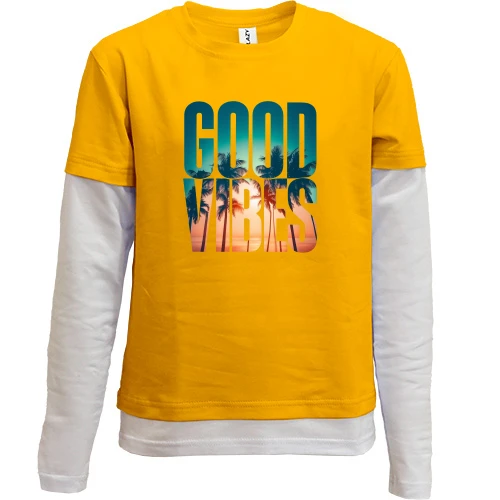 Комбинированный детский лонгслив, желтый, Good Vibes (2)