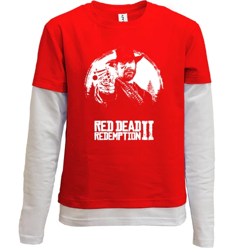 Комбинированный детский лонгслив, красный, Red Dead Redemption 2 АРТ
