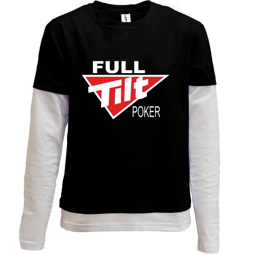 Комбинированный детский лонгслив, черный, Full Tilt Poker