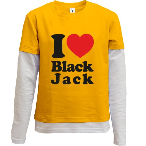 Комбинированный детский лонгслив, желтый, I love Black Jack